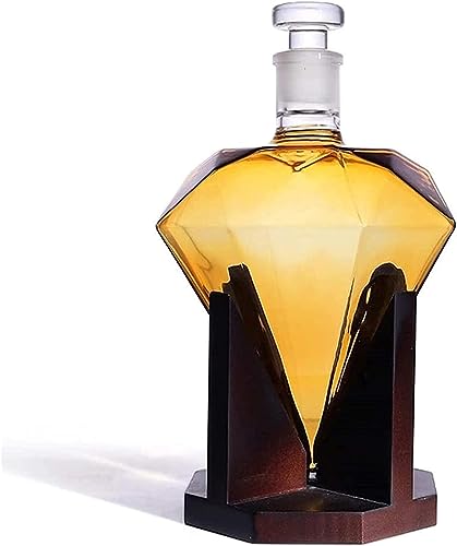 DEFBOW Glass Decanter Personality Wine Decanter and Glasses Set Whiskey Decanter, 850Ml Glassware Diamond Whiskey Decanter