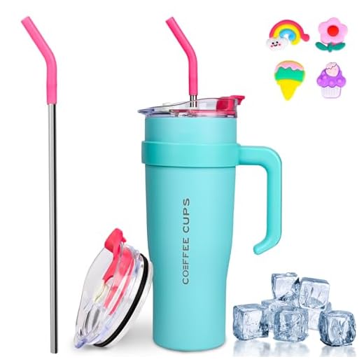 Euakee 40oz Taza Termica, 1200mL Taza de Café con Tapa para Coche, Termo Acero Inoxidable, Taza de Viaje con Tapa Antifugas y Cepillo para Pajita Sin BPA Regalos para Mujer Hombre (Azul)