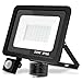 RISEMART Led Strahler mit Bewegungsmelder Außen, IP66 Wasserdicht LED Fluter Flutlicht,Superhell Scheinwerfer Licht Wandleuchte für Garten, Garage,Sportplatz(2,0 m Kabel) (50w schwarz)