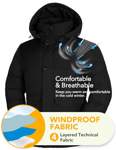 GEMYSE Men's Warm Winter Puffer Coats Windproof Insulated Jacket with Detachable Adjustable Hood3