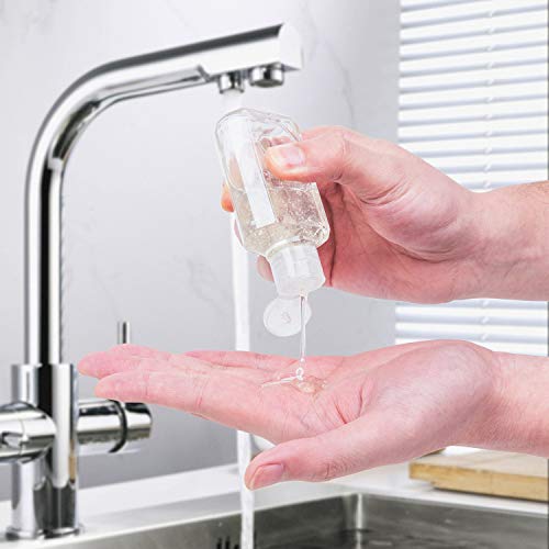 Gonioa Set of 20 Clear Plastic Empty Bottles Travel Containers with Flip Cap, Empty Squeeze Bottles, Cosmetic Toiletry Containers for Shampoo Lotion Soap, 2 ounce (60 ml) - Thumbnail 5