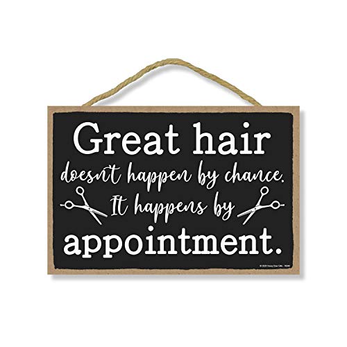 Honey Dew Gifts Hanging Wooden Signs, Great Hair Doesn't Happen by Chance, They Happen by Appointment, 7 inch by 10.5 inch, Hanging Wood Decor, 76048