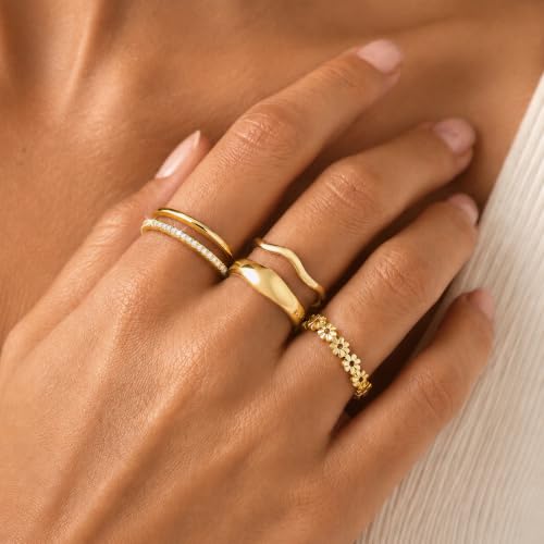 FIRSTGIFT 5Pcs Stackable Rings for Women Gold Silver Adjustable Thumb Rings - image 2