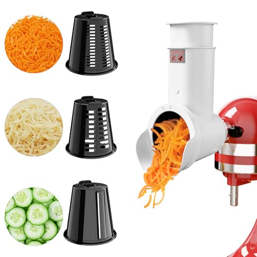 Accesorio para trituradora KitchenAid, accesorio de rallador de queso para batidora de pie KitchenAid, accesorio para hacer ensaladas para Kitchenaid, accesorios para rebanar verduras con 3 cuchillas