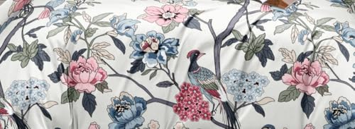 Image of Bedding Set Combo of Double Bed Duvet Cover Set with Fitted Bedsheet & 2 Pillow Covers | 300 TC Cotton Fabric | Zipper Closure |All Round Elastic|Warm Stuff|SED 025|White Petals | Breathable material