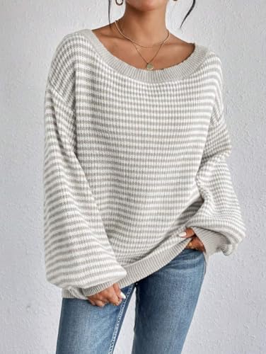 Image of ZAFUL Sweaters for Women Off Shoulder Knit Sweater with Long Sleeve Loose Pullover Jumper Tops
