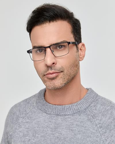 Babrvma 3 Pack Reading Glasses for Men 2.0+, Blue Light Blocking Readers with Spring Hinge, Metal Frame Anti Glare/UV(2.00) — view 2
