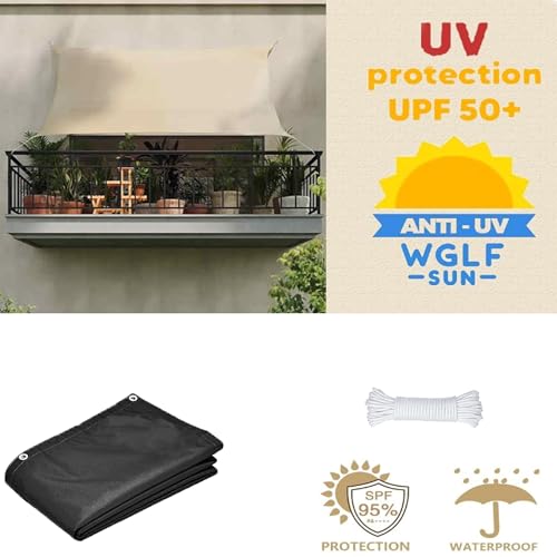 Filet d'ombrage extérieur 2x3,4m noir avec œillets toile auvent - 4