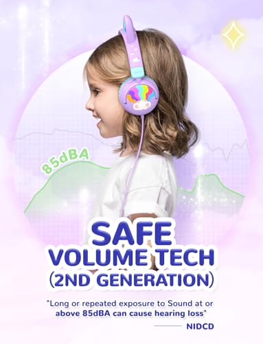 Image of iClever Kids Headphones USB C, Cat Ear LED Light Up for Toddler Girls