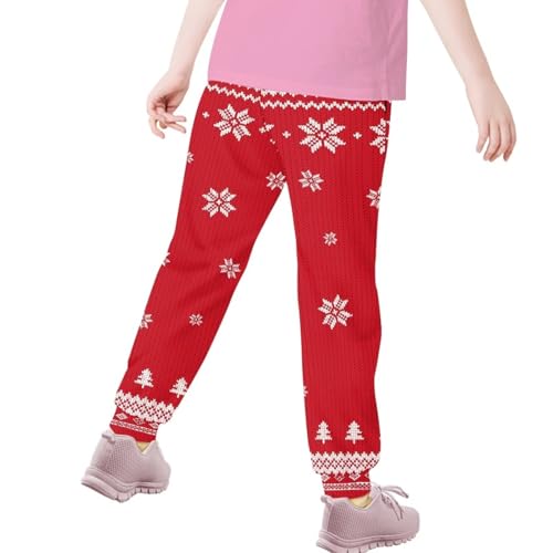 AmzPrint Santa Claus Snowflake Print Christmas Drawstring for Sweatpants Red Workout Active Hiking Pants with Pockets4