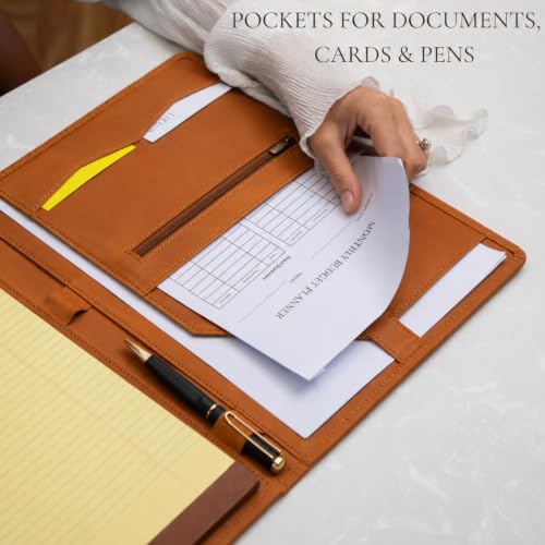 Image of Leather Portfolio, Leather Binder with Pen, Leather Portfolio for Men and Women, Leather Padfolio, Leather Folder, Portfolio Binder, Business Portfolio Men and Women