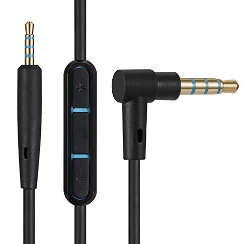 EARLA TEC Replacement Audio Cable Cord Extension Wire for Bose QuietComfort QC25 QC35 Headphones with in line Mic Volume Control (Black)