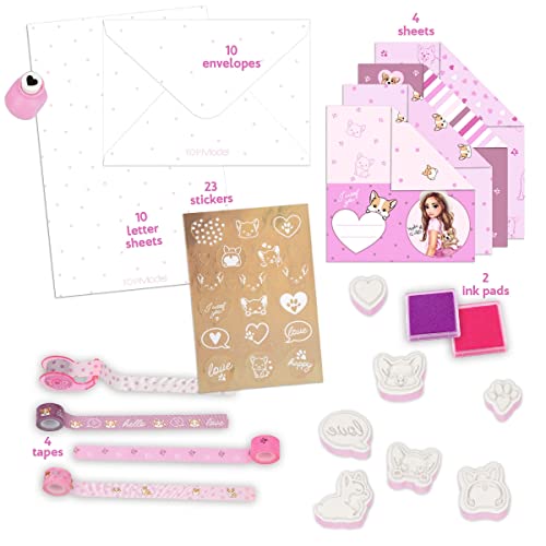 Depesche 12117 TOPModel Corgi-Love Letterset, Briefpapier Set in Einer Box, mit 10 Briefblättern und Umschlägen, Sticker, Tapes, Stempel UVM