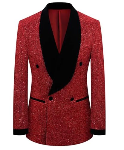 ORBITRAY Men's Disco Sequin Blazer Jacket Leopard Blazer Groom Suit Sparkly Clothes Party Tuxedo Prom4