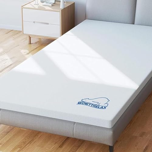 wowttrelax Surmatelas Mémoire de Forme 140x190 cm - Épaisseur 6 cm, Gel Rafraîchissant, Housse...