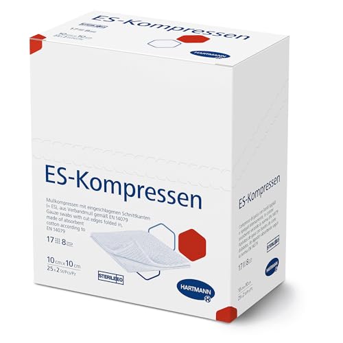 Hartmann ES Mullkompressen steril 10 x 10 cm, 17-fädig, 8-fach (1 Karton = 30 Pack à 25 x 2 Stück)