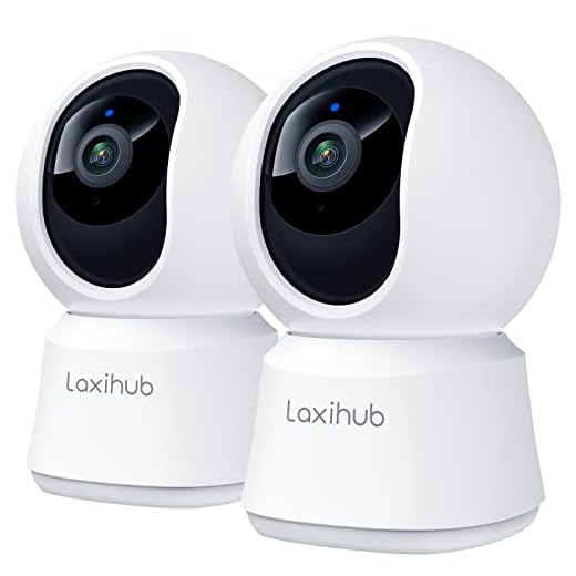 LAXIHUB Hundekamera mit App 2K/3MP HD Kamera Überwachung Innen 2,4 GHz, Hundekamera Nachtsicht Innenkamera WLAN 2-Wege-Audio Haustierkamera Bewegungs- & Geräuscherkennung, 2PC