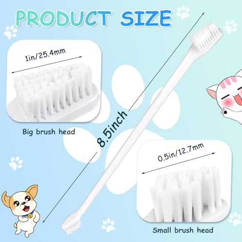 Image of Honeydak Dog Toothbrush Bulk Dual Headed Dental Brushes Dogs Tooth Brushing Kit Long Handle Pet Tooth Brush for Puppy Large Small Cats and Most Pets Teeth Cleaning Dental Supplies(70 Pcs,White)