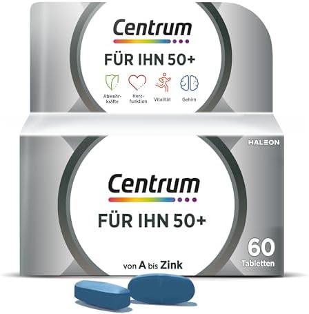 Centrum Für Ihn 50+ 60 St. Multivitamin Tabletten, Nahrungsergänzungsmittel | Die hochwertige Männer-Nährstoff-Formel mit lebensnotwendigen Vitaminen, Mineralstoffen und Spurenelem