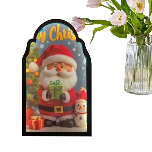 Miroir holographique éclairé du Père Noël pour une ambiance murale de fête