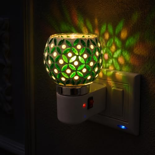Image of RUPIKA | Electric Ceramic Aroma Diffuser Kapoor Dani | Camphor Diffuser Incense Burner Holder Kapoor Dani with Night Lamp for Home, Office (Green)
