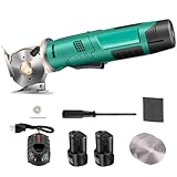 MXBAOHENG Electric Rotary Cutter Cordless Electric Scissor Rechargeable Fabric Shear for Cloth/Paper/Carpet/Leather Cutting Thickness ≤2.5cm (2 Batteries)