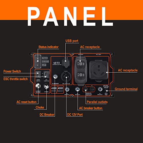 4500 Watt Open Frame Inverter Generator 30 Amp Pure Sine Wave - Image 3