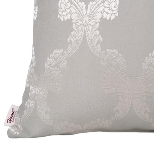 Image of Home- The Best is for You Designer Self Design Cotton 275 TC Cushion Covers Pack of 2 (Grey Ogee, 12X12 Inch) Ideal for Sofas, Chairs, Cars & Hotels