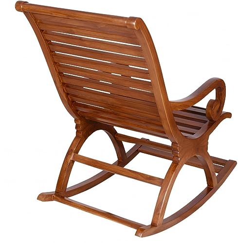 Image of VeLivings Solid Sheesham Wood Rocking Chair for Home Living Room and Outdoor Lounge | Wooden Rocking Chair for Adults | Armchair | Lawn Chairs (Honey Brown Finish)
