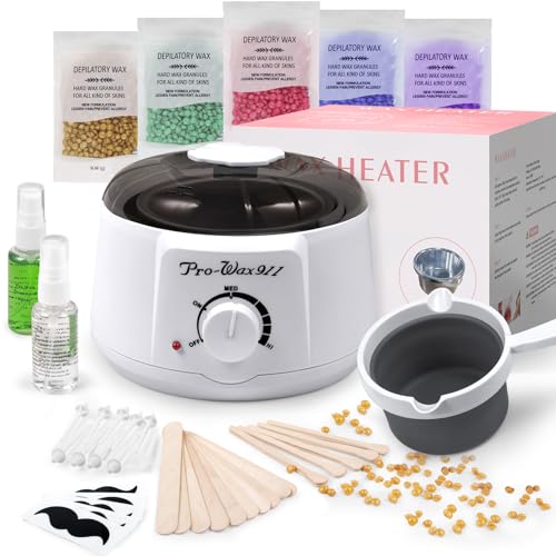 Waxing set, Professionell Wachswärmer Wachs Haarentfernung mit 500g Wax Warmer mit Wachsperlen, Waxing Maschine Set, Wax Maschine für Wachs Haarentfernung Perlen