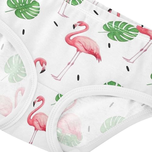 Cotton Toddler Underwear Floral Pink Flamingos Green Leaves White Little Girl Panties Fun Underpants Briefs 2t4