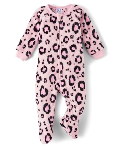 Image of The Children's Place Baby Girls' and Toddler Fleece Zip-Front One Piece Footed Pajama