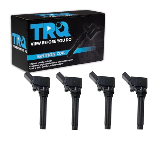 TRQ Ignition Coil Set 4 Piece Compatible with 16-18 Audi A3 Sportback e-tron 13-19 Volkswagen Jetta 19 Golf R