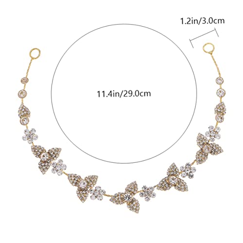 1pc Headband Head Piece for Wedding Bride Wedding Hair Pieces for Brides Crystal Ab Rhinestones Wedding Headpiece Patricks Hair Bride Rhinestone Headwear Miss Veil Leaf (Color : Golden, Size : 29x3C3
