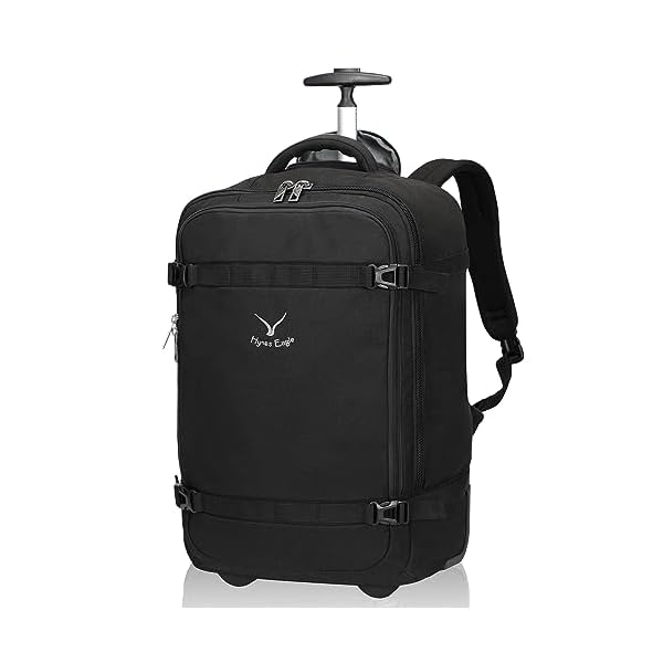 Hynes Eagle Rolling Backpack 42L Backpack with Wheels Airline Approved Carry on Luggage Laptop Travel Backpack for Women Men Black-2024