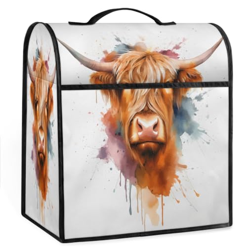 Coffee Maker Cover Highland Cow Portrait Kitchen Appliance Covers Small Appliance Covers Blender Cover Juicer Cover Dust Covers for Kitchen Appliances with Top Handle and Pockets,Washable,C970