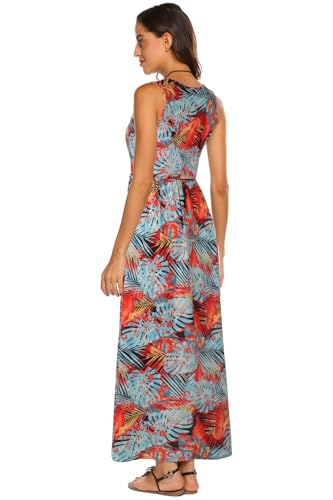 Image of Hount Women's Summer Sleeveless Striped Flowy Casual Long Maxi Dress with Pockets