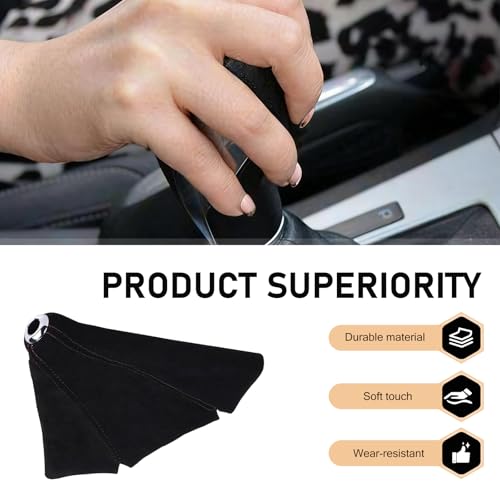 WZP Car Shift Boot Cover, Suede Leather Car Gear Cover, Trimmable Gear Shifter Boot Sleeve Protector, Universal Car Interior Accessories for Manual Auto Shifter Vehicles (Black)