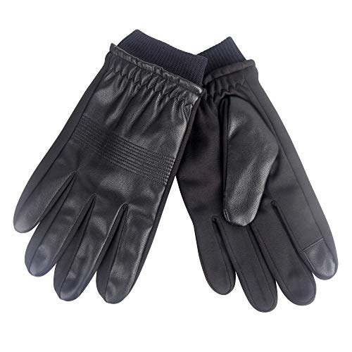 Kenneth Cole REACTION Men's Touchscreen Warm Winter Gloves, black Faux, Large