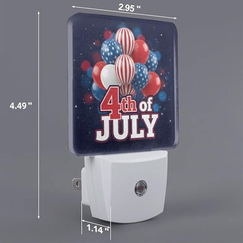 Image of Futterya Plug-in LED Night Light, 4th of July Patriotic Balloons Set of 2 Dusk-to-Dawn Auto Sensor Decor Lamp