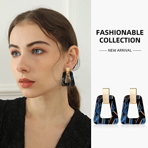 Acrylic Geometric Statement Earrings - Mottled Resin Lightweight Dangle Earrings for Party or Vacation3