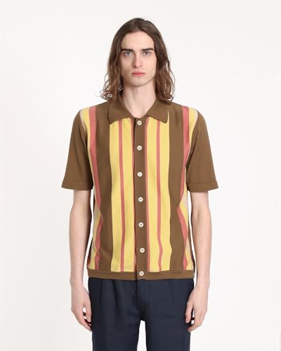 Far Afield VELZY Cardigan-PICCHI Striped Crew Neck Short Sleeve 100% Organic Cotton Striped Men's Knitwear Cardigan3