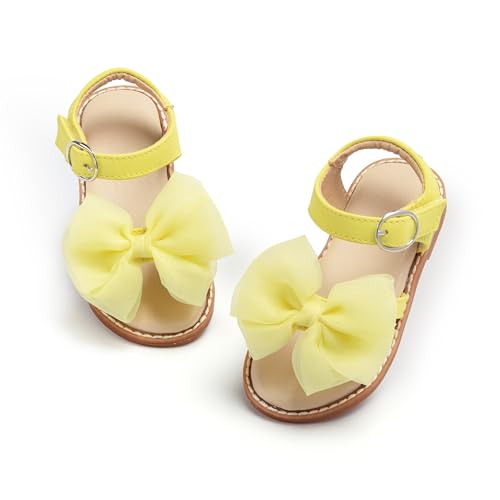 Image of Girls Dress Sandals Comfy Hook and Loop Summer Shoes for Toddlers(TA302 Toddler,Yellow /6M)