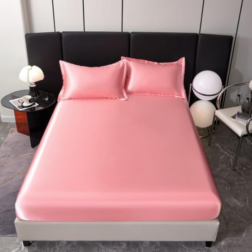 Drap housse 180x200 rose extensible pour stopper la transpiration du lit en été