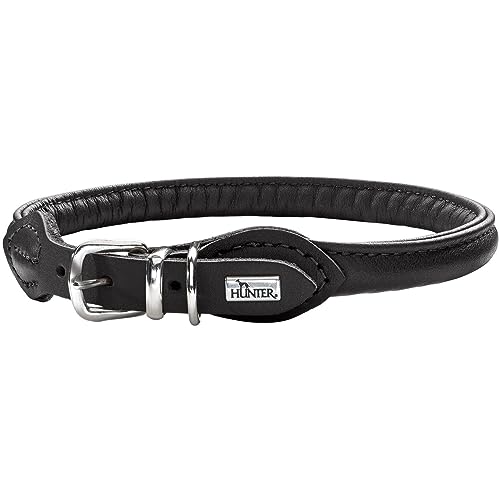 Hunter Round And Soft Nickel-Plated Collar, 40/8, 33 X 37 Cm, Small, Nappa Black