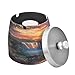 WELLDAY African Savannah Landscape Ashtray with Lid for Cigarette, Stainless Steel Smokeless Windproof Ashtrays for Home Office Tabletop Patio Outdoor