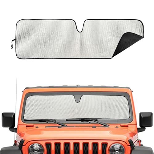 Windshield Sun Shade for Jeep Windshield Sunshade for Wrangler TJ JK JL1997-2024 Sun Shade Windshield Cover for Jeep UV Ray & Heat Block Windshield Shades