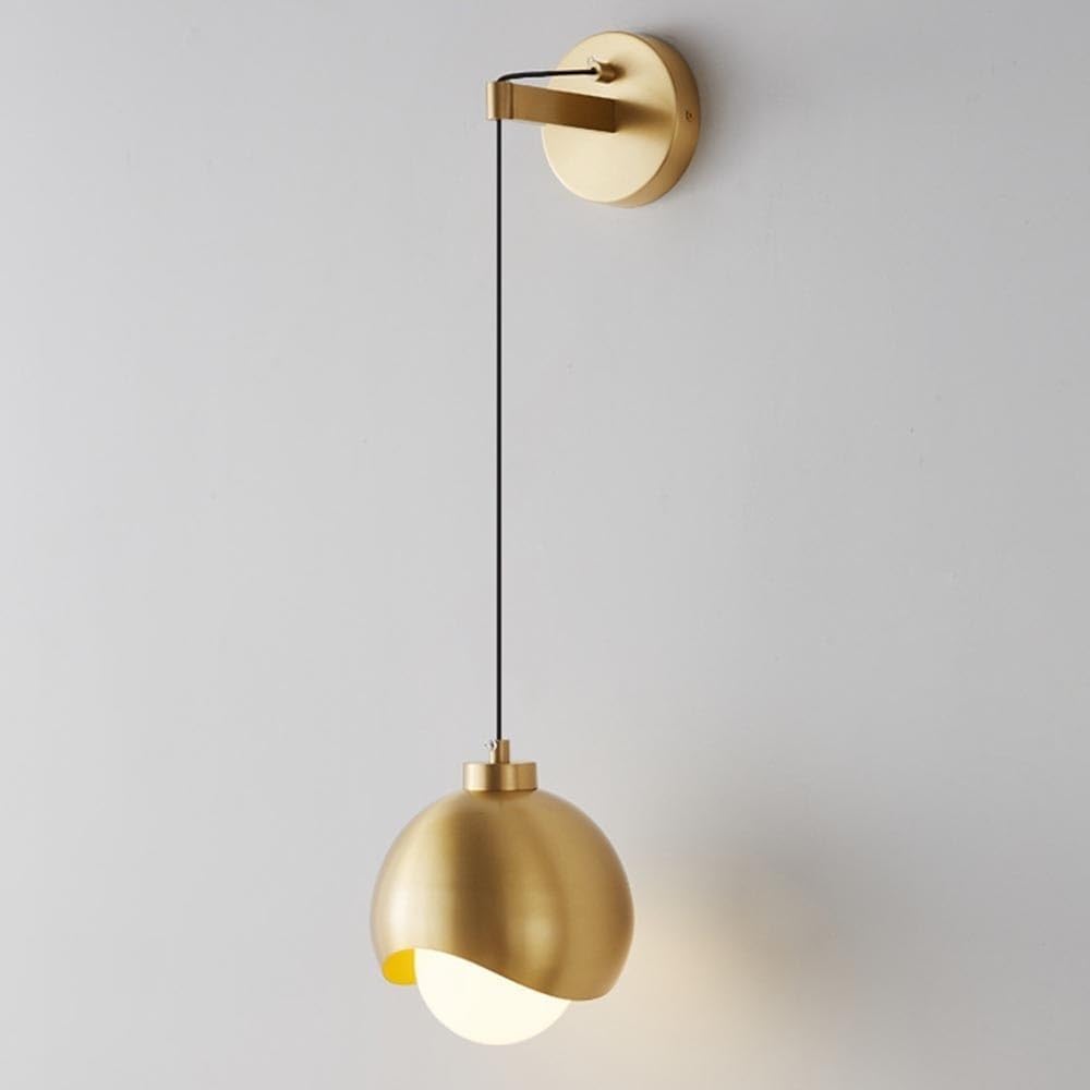 CWCQGH All Copper Glass Wall Lamps Simple Round Shape Wall Light with G9 Base Wall Sconce for Background Wall Corridor Clothing Store Corridor Stairs,Gray