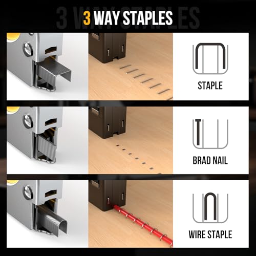 Image of Staple Gun - LUFF 3 in 1 Heavy Duty Stapler Gun with Staple Remover and 3000 Staples for Upholstery, Manual Brad Nailer Power Adjustment Stapler Gun for Wood, Decoration, Crafts DIY