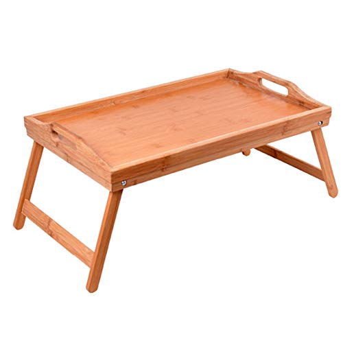Betttablett mit klappbaren Beinen, Bambus-Frühstücks-Serviertablett mit Griff, Laptop-/Computertisch, Snacktablett für Sofa, Bett, Essen, Arbeiten